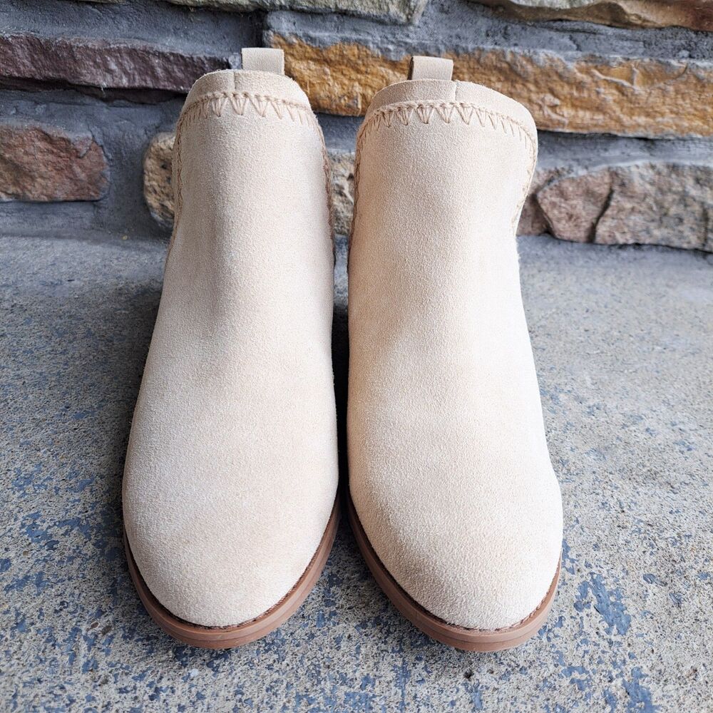 Toms Kaia Oatmeal Suede Wedge Ankle Boots Womens Size 8 Comfort Boho Festival - Picture 5 of 11